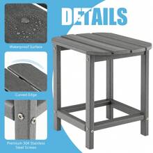 48 X 37 X 46 Cm Outdoor Side Table, Weather-Resistant HDPE Adirondack Table, Patio End Table, Small Rectangular Patio Table For Garden, Poolside, Backyard - Grey - View 4