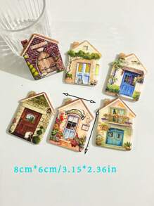 1入組可愛的鄉村風格房子狀熱壓工藝三聚氰胺材料冰箱貼紙，適用於家居裝飾、日常使用和節日禮物