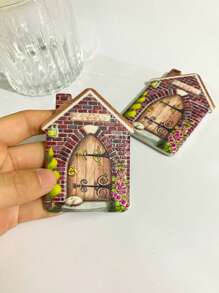 1入組可愛的鄉村風格房子狀熱壓工藝三聚氰胺材料冰箱貼紙，適用於家居裝飾、日常使用和節日禮物