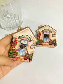 1入組可愛的鄉村風格房子狀熱壓工藝三聚氰胺材料冰箱貼紙，適用於家居裝飾、日常使用和節日禮物