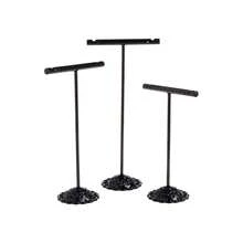 Modern Jewelry Organizer, 3 Pcs Black Metal Tabletop Earring And Necklace Jewelry Storage Display Rack - Black - View 5