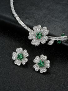 1 set de col et boucles d"oreilles de 3 pièces, bijoux haut de gamme pour fête de mariage avec décoration de camélia pour femme en tenue de festival - fleurs - Voir 10