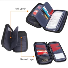 VALUEWIN 1pc Black Polyester Multi-Functional 3-Compartment Zipper Travel Organizer For Flight Tickets, Passport, Cards, Coins, Suitable For Men, Women, Business Trip, Travel, School, Gift Travel Stuff Travel Organiser Travel Items Travel Wallet Passport Holder Passport Wallet Beach Vacation Bag Summer