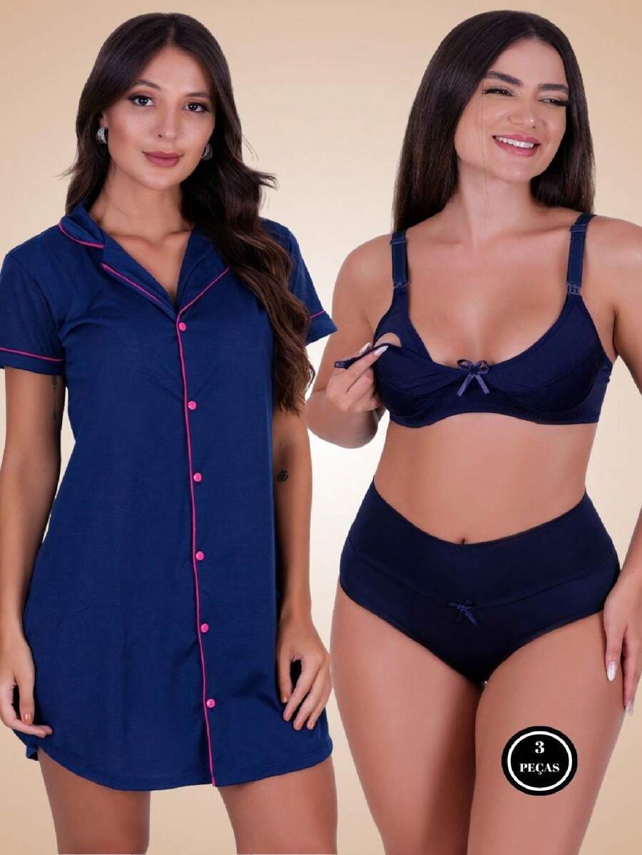 Women Lounge Dresses - 藏蓝色 - 查看 1