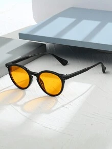 1 chiếc kính thời trang đường phố đơn giản, hình bầu dục, cổ điển, thích hợp cho các cặp đôi và ngày lễ, kỳ nghỉ hè trên bãi biển, ngoài trời, du lịch - màu vàng đen - Xem 2