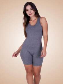 Plain Fitness Gym Jumpsuit Water Aerobics Clothing