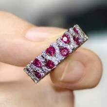 خاتم مغلق كلاسيكي عصري بحجر  المكعب وحجر الراين الأبيض المطعم بشكل صغير، مناسب للرجال والنساء، للارتداء اليومي والحفلات.