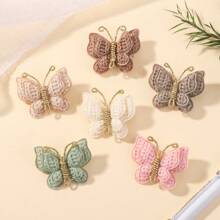 bilicaca 2/4pcs Handmade Yarn Woven Butterfly Hair Clips, Soft Solid Color Versatile Hair Accessories For Baby - Multicolor - View 5