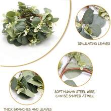1 Pc Artificial Eucalyptus Leaves Wreaths Candle Rings Wreaths Candle Holder For Wedding Home Door Tabletop Decoration