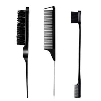 1 Set Of 3 Black Hair Styling Tools Including Hair Cleaning Tail Comb, Double-Ended Comb, And Eyebrow Brush,Hair Accessories
