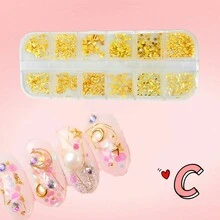 Pack 2 Estoperoles para decoracion de uñas C Y D - Dorado - Ver 1