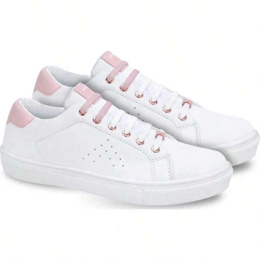 Zapatos Tenis Urbanos de Dama en Blanco con Rosa - Blanco - Ver 1