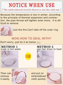 3pcs Brown Vintage Palace Style Faux Wood Grain Design Handmade DIY Embroidery Hoops, Cross Stitch Frames Made Of High-Quality ABS & PVC, Shatterproof With Metal Hanging Hooks, Available In 7 Sizes, Can Also Be Used As Photo Frame Decor - Brown - View 11