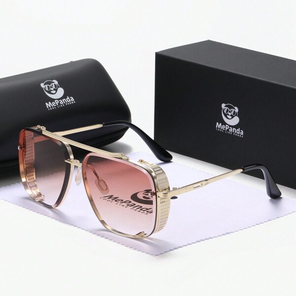 MePanda MePanda Men And Women Square Metal Double-Beam Retro Personalized Fashion Fashion Glasses For Summer Beach Vacation, Outdoor, Travel