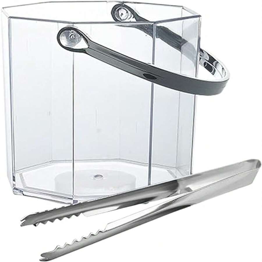 Ice Bucket, HighGrade Acrylic Ice Bucket With Tongs Ideal Ice Bucket
