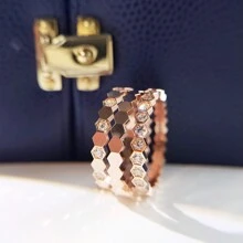 Set Of 3 Lightweight And Luxurious Honeycomb Design Rings With Cubic Zirconia, Suitable For Women Everyday Wear In Minimalist And Ins Style