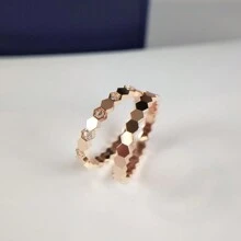 Set Of 3 Lightweight And Luxurious Honeycomb Design Rings With Cubic Zirconia, Suitable For Women Everyday Wear In Minimalist And Ins Style