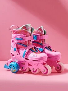 FREE STAR 1對閃亮之星初學者溜冰鞋，可拆式輔助輪，容易平衡學習，適用於男女戶外滾輪運動 - 粉色 - 查看 4
