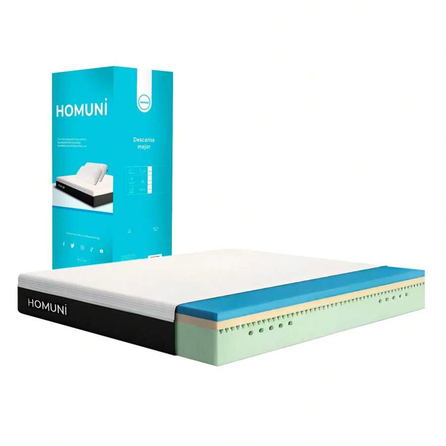 Colchón Individual 100x190cm Memory Foam Espuma Transpirable y Adaptable Colchones en Caja Alivio Dolor de Espalda - Blanco - Ver 1