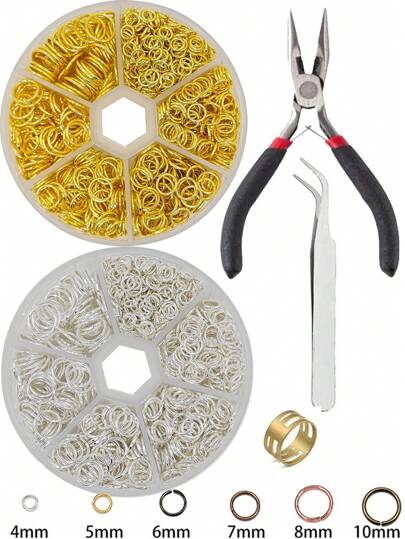 1 Caixa/conjunto De Anéis De Salto Abertos Com Kit De Caixa Com 4mm/5mm/6mm/7mm/8mm/10mm E Anéis Divididos Com 8 Cores Para Conexão De Achados De Joias Diy