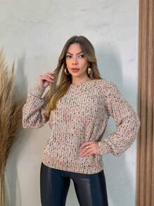 Women Knit Tops - Màu Khaki - Xem 1
