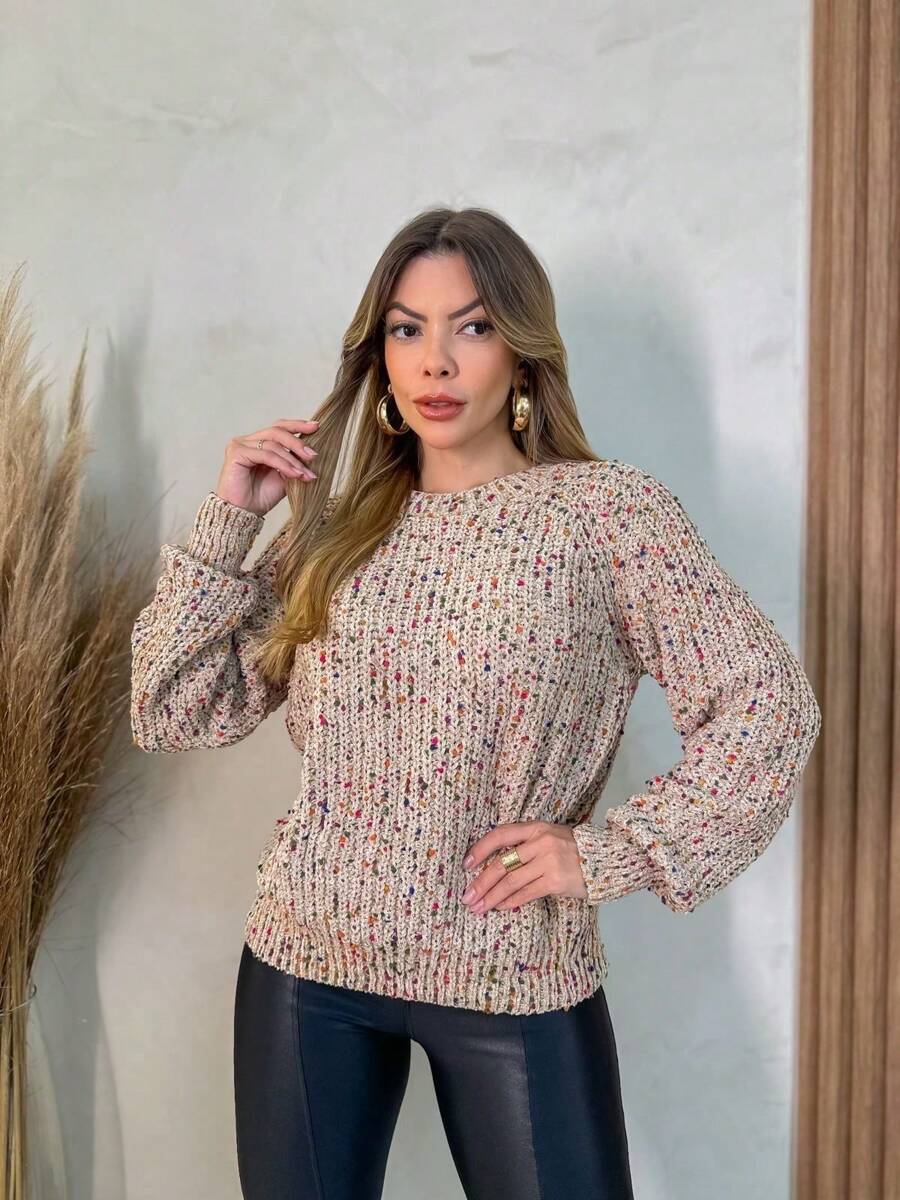 Women Knit Tops - Màu Khaki - Xem 1