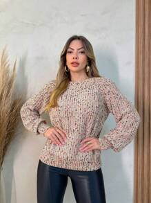 Women Knit Tops - Màu Khaki - Xem 2