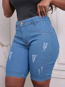 Women Denim Shorts - Rửa nhẹ - Xem 1