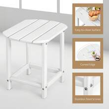 48 X 37 X 46 Cm Outdoor Side Table, Weather-Resistant HDPE Adirondack Table, Patio End Table, Small Rectangular Patio Table For Garden, Poolside, Backyard - White - View 4