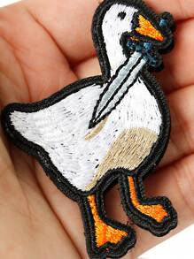 2 piezas Divertidos parches tácticos de patos, pato con cuchillo y parche de gancho y bucle explosivo, parche bordado para mochilas, chalecos de perro, sombreros, chaquetas, jeans. - Blanco - Ver 7