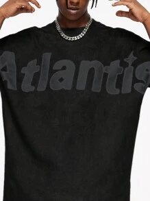 INFLATION 男士时尚字母印花短袖T恤，Emo风格，适合秋季，2000年代风格