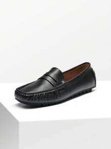 Women's Dressy Casual Slip-On Penny Loafers For Business And Office Wear Comfortable Arch Support Faux Leather Driving Loafer Shoes - 黑色/PU - 查看 2