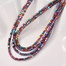 135 peças de Contas Quadradas de Hematita Eletrochapeadas de 3 * 3mm, Material de DIY com Pedras Pretas para Pulseiras, Tornozeleiras, Colaretas e Brincos Femininos, Acessórios de Jóias