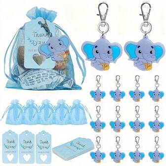 30pcs/Set, Cute Elephant Keychains For Gender Reveal, Birthday, And ShowerParties - Perfect Party Favors,Christmas