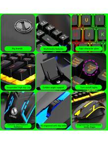 Colorful Led Backlit Gaming Keyboard & Mouse Set With Mechanical Feel, For Desktop, Laptop And Pc