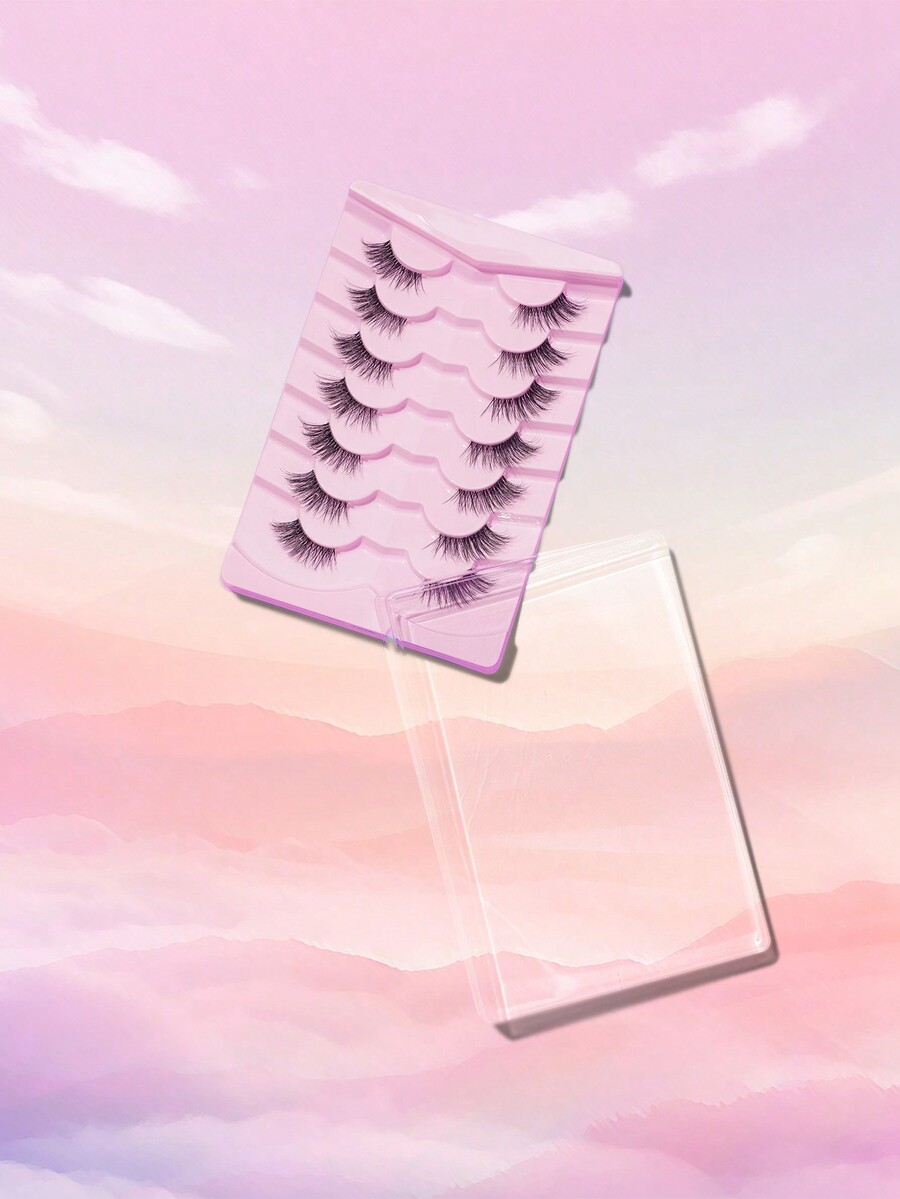 7 Pairs Natural Fiber Cross Knife Shaped Long False Eyelashes With