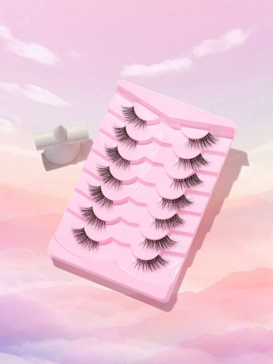 7 Pairs Natural Fiber Cross Knife Shaped Long False Eyelashes With