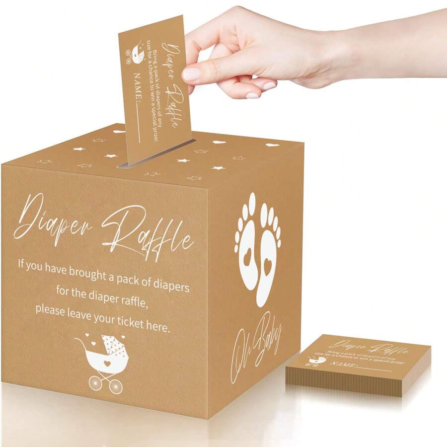 51pcs Baby Shower Advice Cards, Diaper Raffle Game Box Tickets, Party Decorations For Baby Shower, Birthday Diaper Raffle Tickets With Box For Baby Shower Game Invitations Diaper Raffle Card For Gender Reveal Baby Shower Party Decoration Table Centerpiece,Christmas - Multicolor - View 1