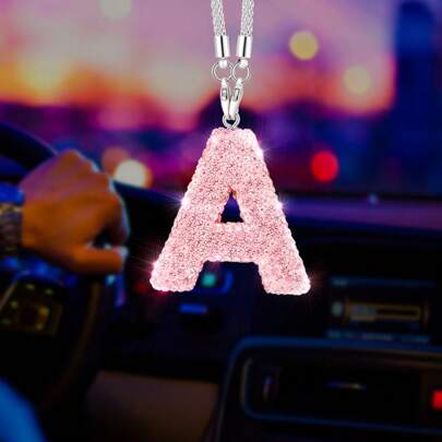 1 Stück Kristall Brief Auto Rückspiegel Anhänger Bling Hängender Schmuck Kreativer funkelnder Auto Dekor Anhänger