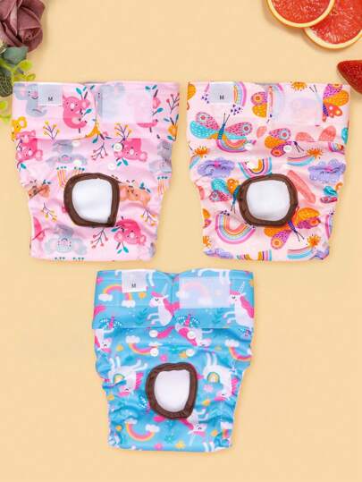 Washable Reusable Premium Female Dog Diapers, Medium Large Small Dog Doggie Puppy & Doggy Diapers Female,Period Panties In Heat (Pack Of 3, Medium)