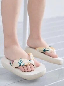 夏季非滑兒童拖鞋女孩時尚海灘涼鞋，便捷涼鞋 - 米色 - 查看 3