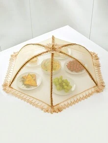 1 cái Vàng Có thể thu gọn Thép không gỉ Vỏ thực phẩm Lều , Ren Bàn Vỏ thực phẩm , & Bụi bặm Lưới Bàn Dịch vụ Che phủ - Inch - Vàng - Xem 3