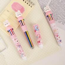 2入組可愛粉色兔子壓力圓珠筆，隨機設計，書寫順暢，適用於學生和辦公室使用，返校用品和學生禮物 - 粉色 - 查看 6