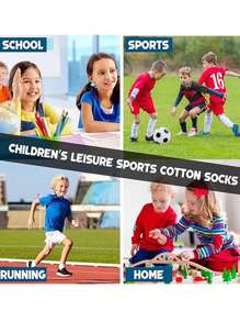 3Pairs Children Socks School Socks Kids Athletic Crew Socks Girls Boys Summers& Spring & Autumn Student Sports Socks - White - View 6