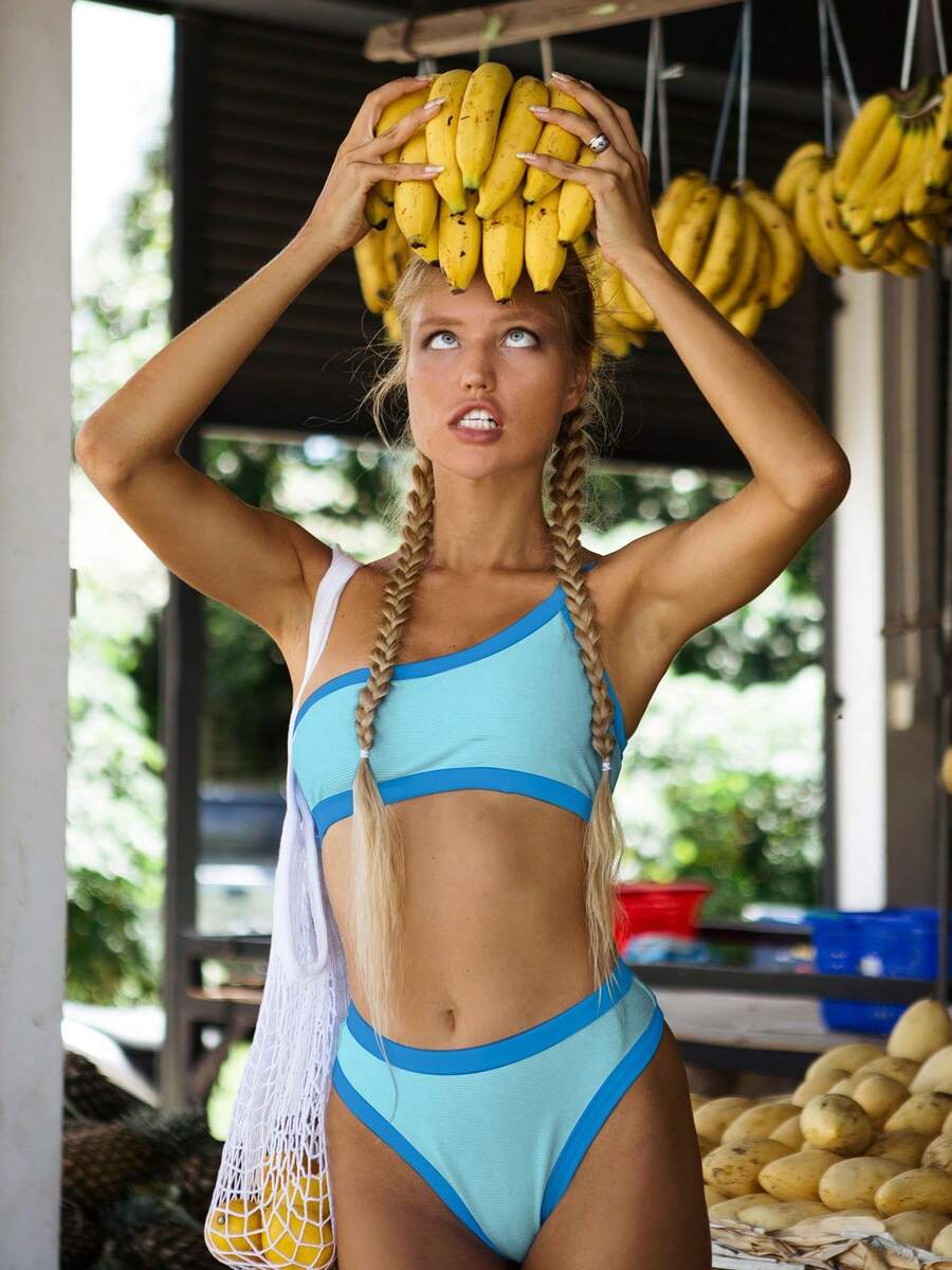 Bikinx 撞色滾邊比基尼泳裝 - 淺藍色 - 查看 1