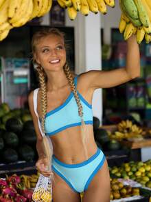Bikinx 撞色滾邊比基尼泳裝 - 淺藍色 - 查看 4