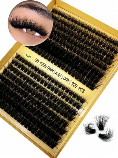 320 Clusters/16 Rows 60D 80D 100D Clustered, Fluffy D Curl Eyelash Extensions 8-16mm Personal DIY Eye Lash Clusters Lash Clusters,Eye Lash Clusters,Individual Eyelashes,Lashes,Fake Lashes