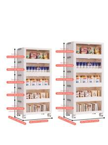 5-Layer Plastic Storage Box With Lid, Stackable And With Wheels, White Wardrobe Storage And Organizer, Double Door Collapsible Storage Box, Suitable For Home, Office, And Garage Storage (Length 54.5*Width 32*Height 152cm) - White - View 2