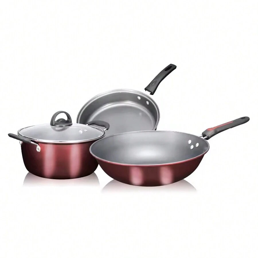 Juego Completo de sartenes antiadherentes de Tres Piezas, Juego Completo de ollas y sartenes - Multicolor - Ver 1