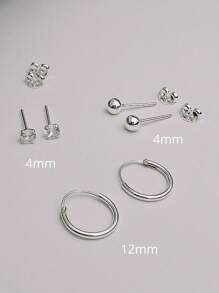 Fine Earring Sets - 銀色 - 查看 4